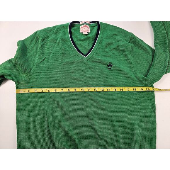 Brooks brothers vintage 90s supima cotton knit sweater pullover green preppy L _ - Picture 7 of 7